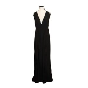 Mac Duggal Black Sleeveless Plunge Maxi Dress